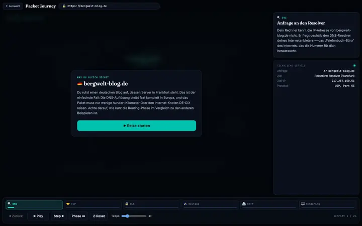 Screenshot: Packet Journey