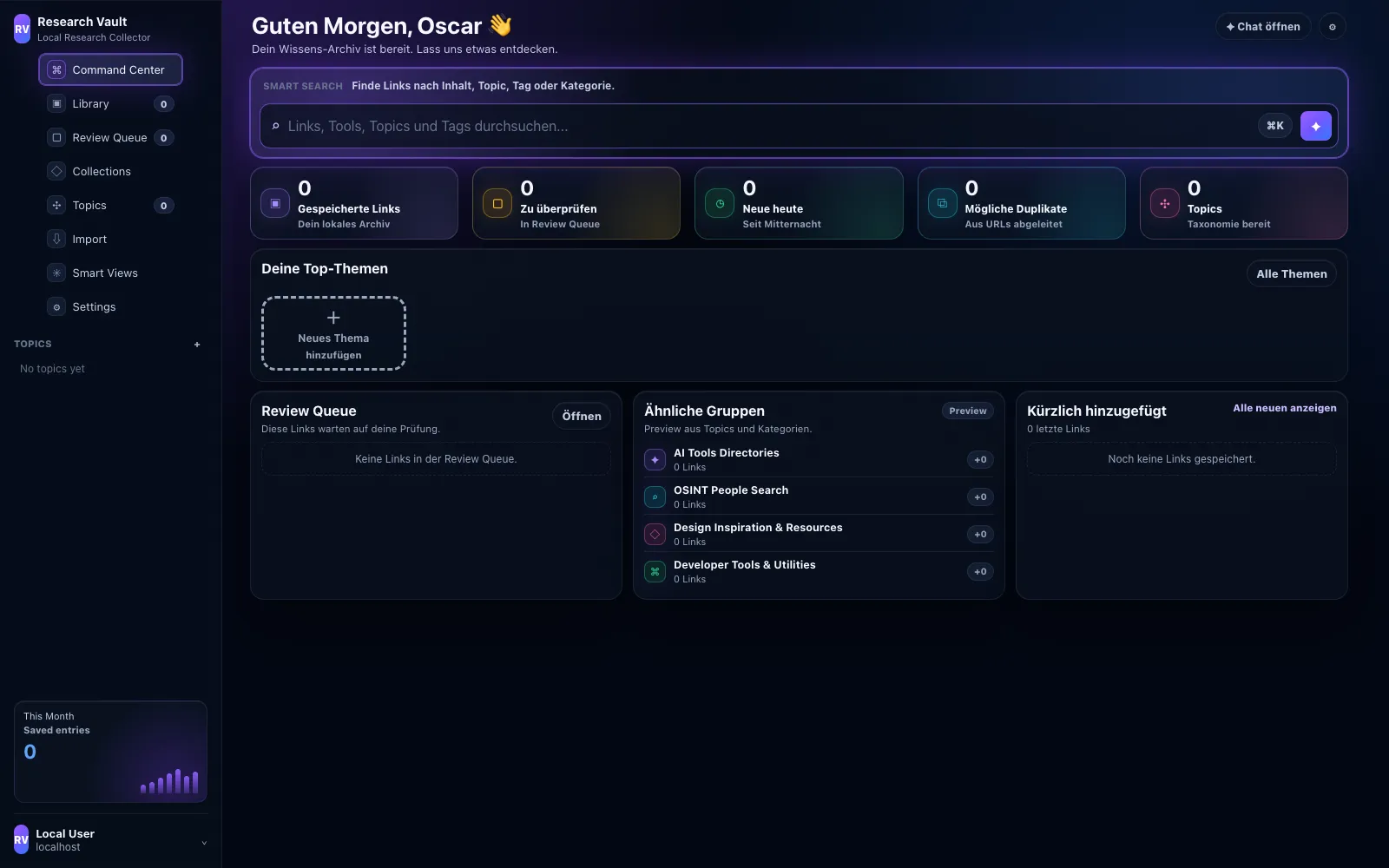 Screenshot: Research Vault